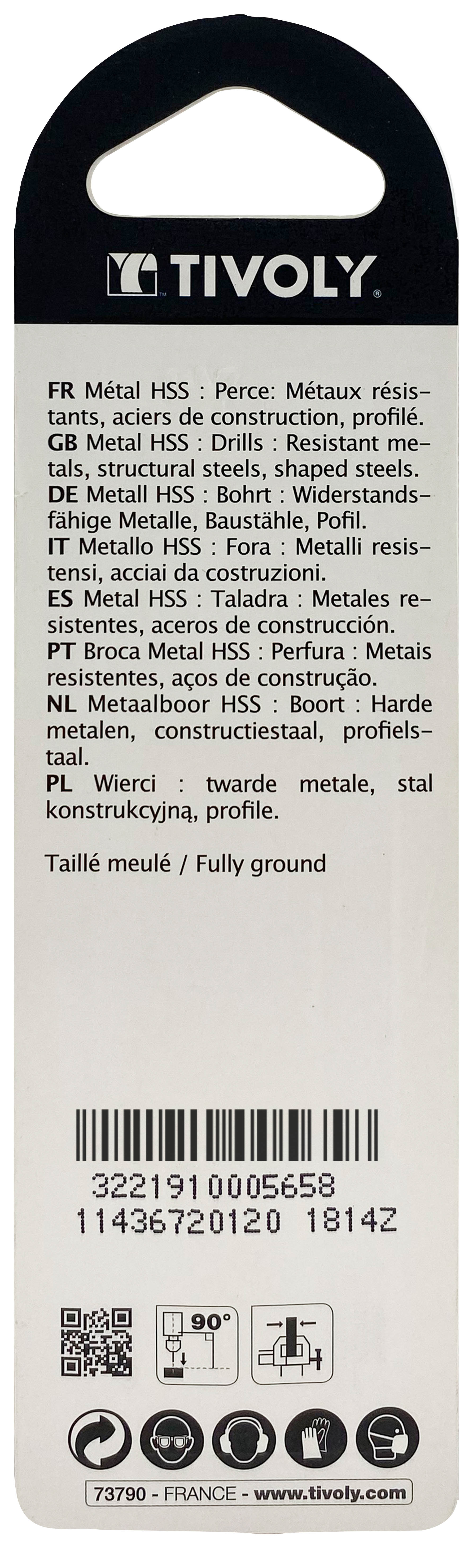 Foret métaux taillé meulé HSS -Revêtu STEAM -DIN338 -h8 -Pointe en croix Ø: 1.2 L: 38 TIVOLY - 11436720120