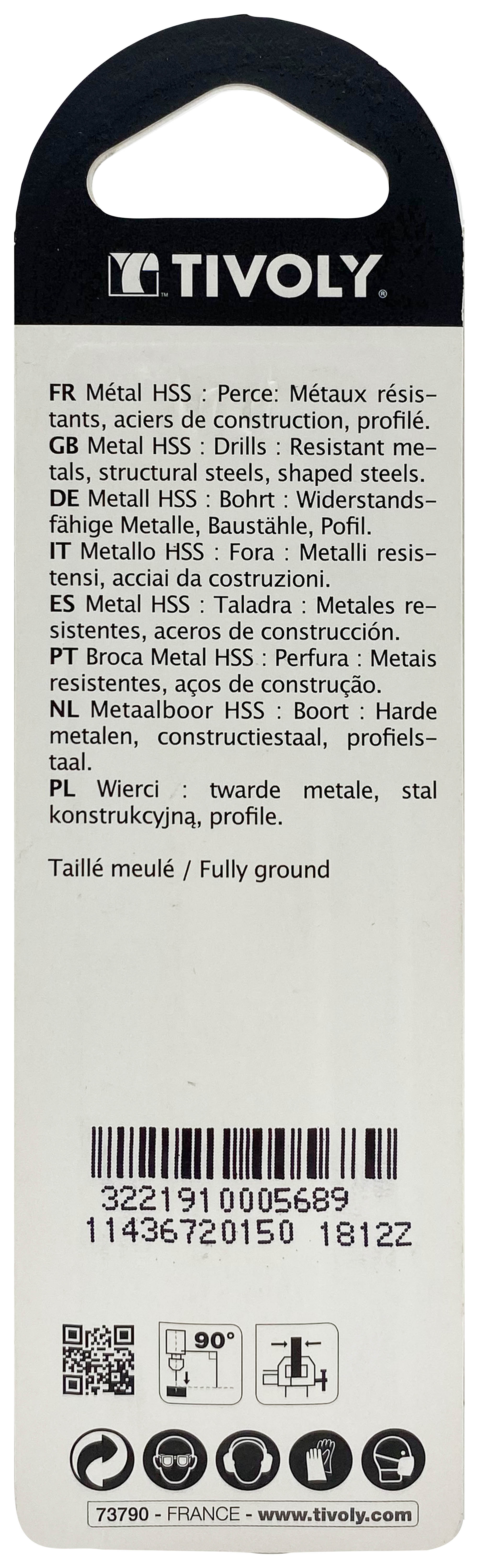Foret métaux taillé meulé HSS -Revêtu STEAM -DIN338 -h8 -Pointe en croix Ø: 1.5 L: 40 TIVOLY - 11436720150