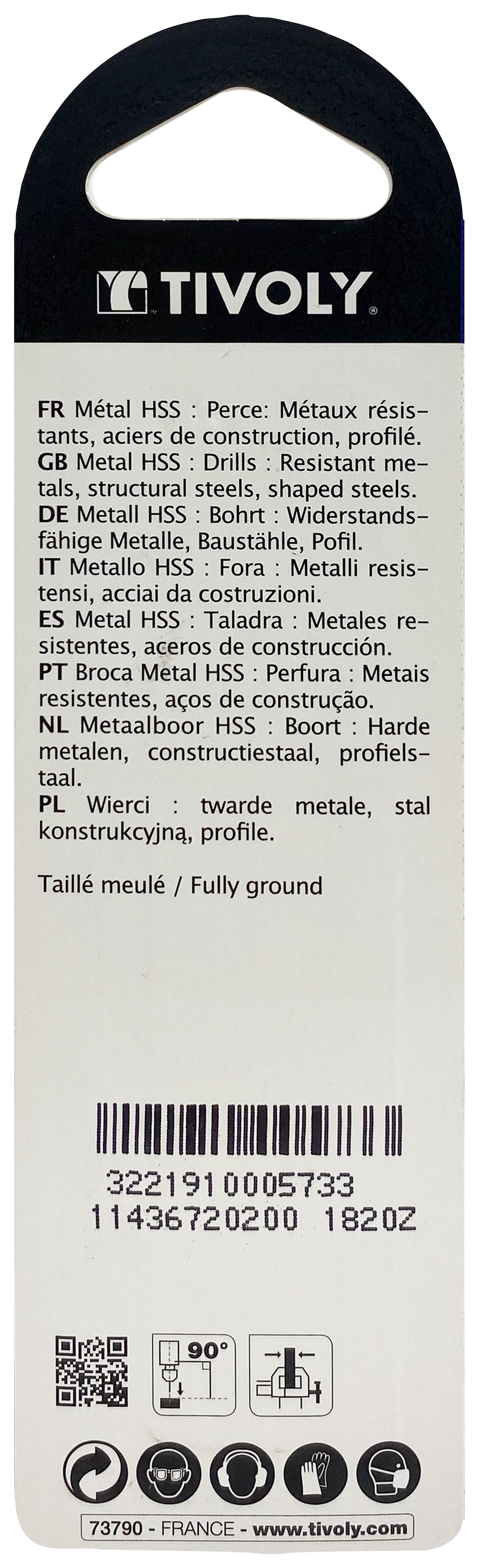 Foret métaux taillé meulé HSS -Revêtu STEAM -DIN338 -h8 -Pointe en croix Ø: 2 L: 49 TIVOLY - 11436720200