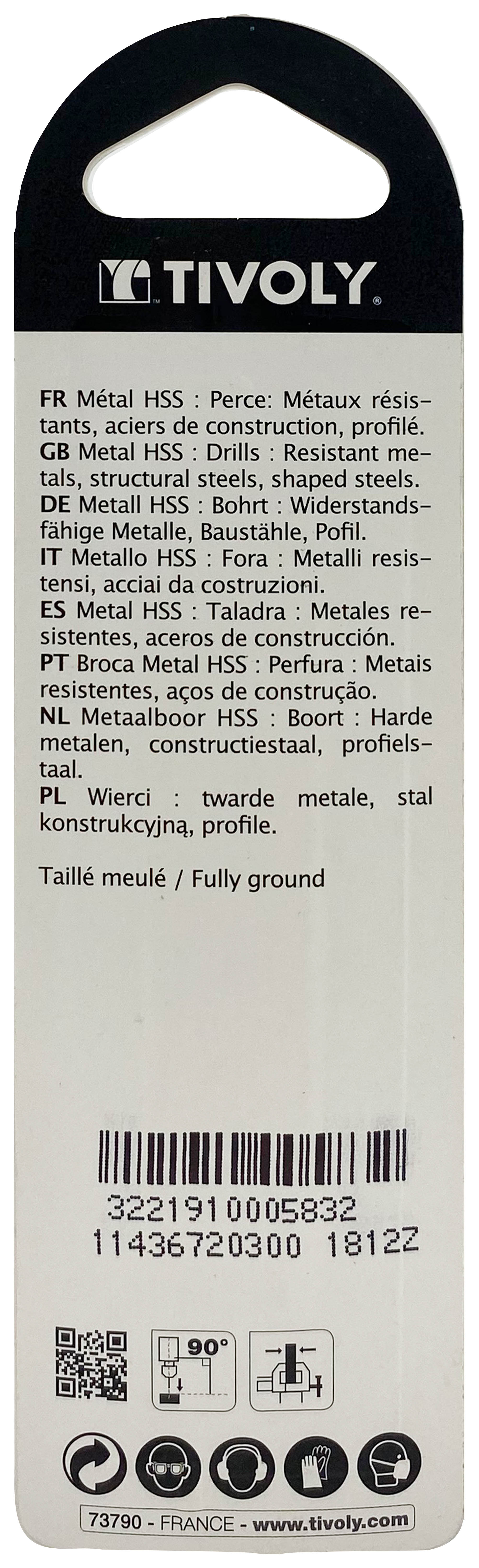 Foret métaux taillé meulé HSS -Revêtu STEAM -DIN338 -h8 -Pointe en croix Ø: 3 L: 61 TIVOLY - 11436720300