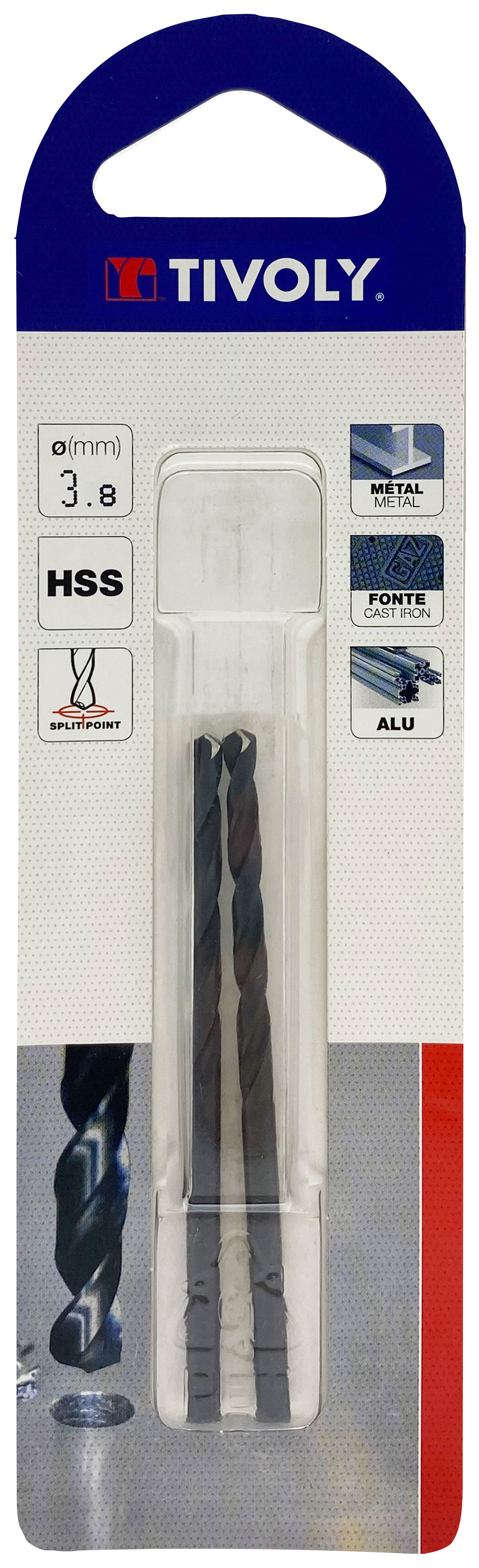 Foret métaux taillé meulé HSS -Revêtu STEAM -DIN338 -h8 -Pointe en croix Ø: 3.8 L: 75 TIVOLY - 11436720380