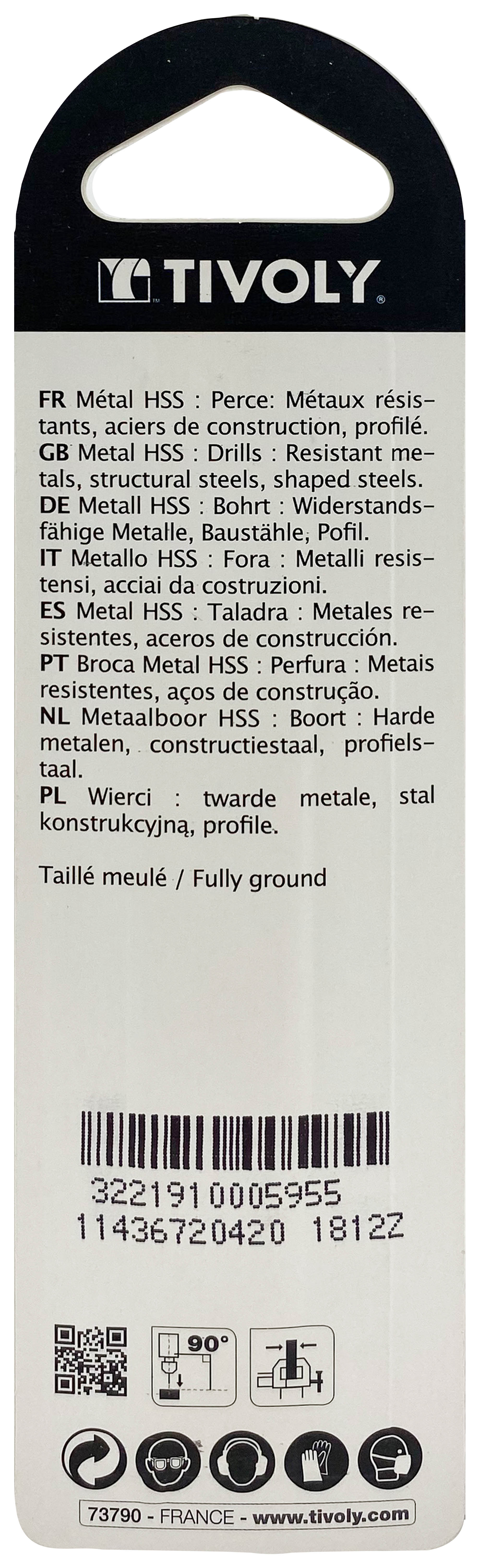 Foret métaux taillé meulé HSS -Revêtu STEAM -DIN338 -h8 -Pointe en croix Ø: 4.2 L: 75 TIVOLY - 11436720420