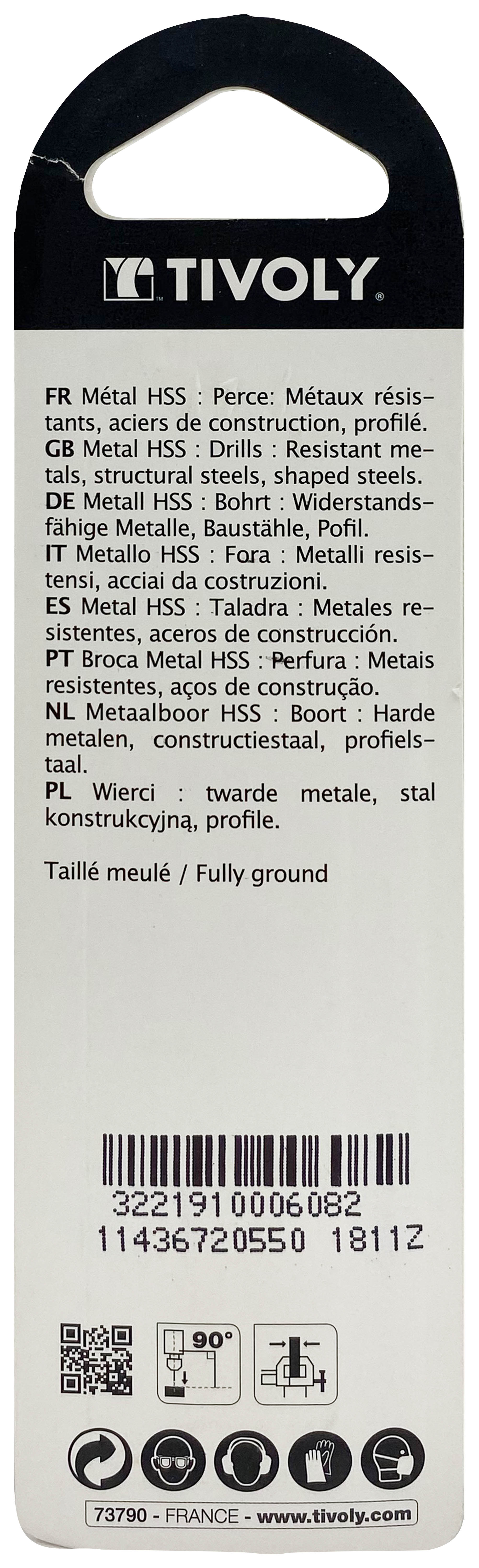 Foret métaux taillé meulé HSS -Revêtu STEAM -DIN338 -h8 -Pointe en croix Ø: 5.5 L: 93 TIVOLY - 11436720550