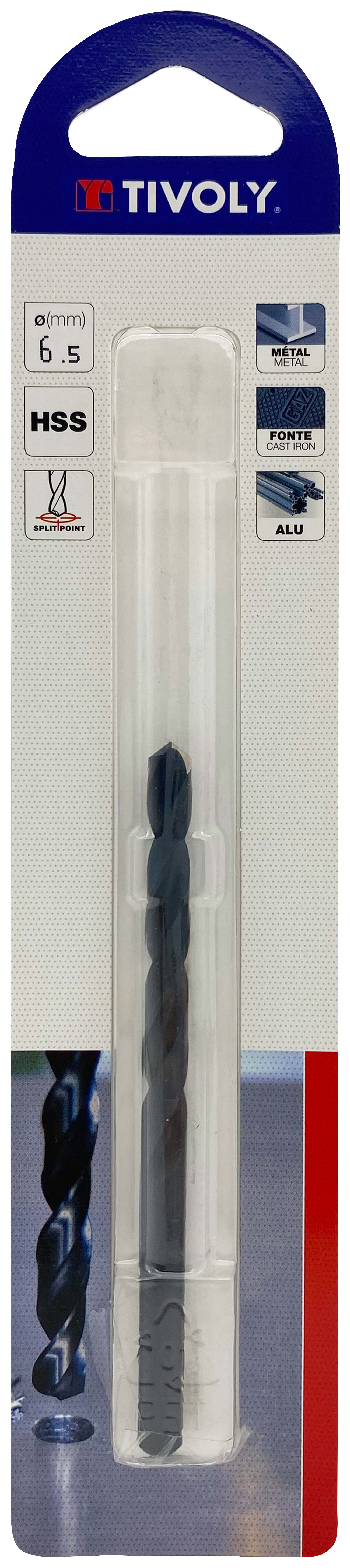 Foret métaux taillé meulé HSS -Revêtu STEAM -DIN338 -h8 -Pointe en croix Ø: 6.5 L: 101 TIVOLY - 11436720650