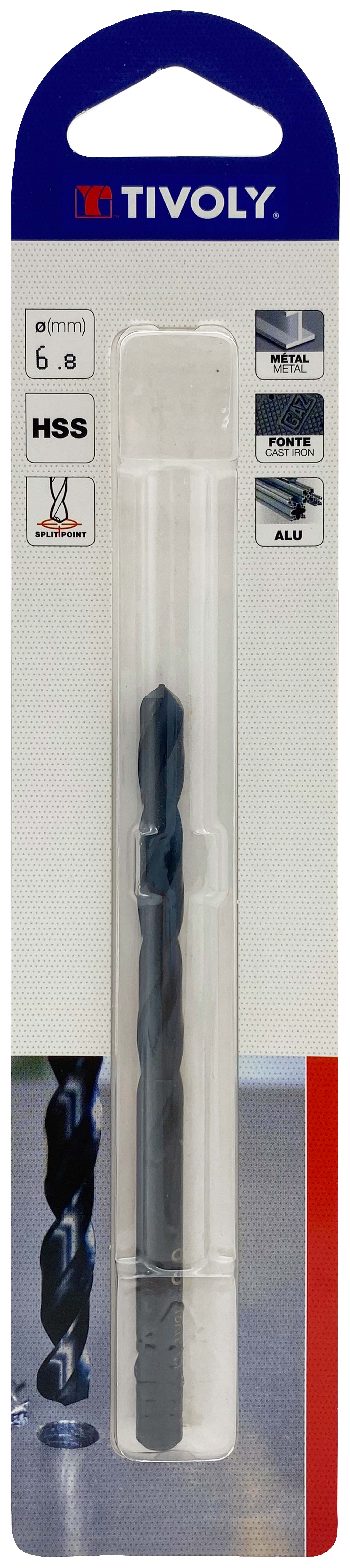 Foret métaux taillé meulé HSS -Revêtu STEAM -DIN338 -h8 -Pointe en croix Ø: 6.8 L: 109 TIVOLY - 11436720680