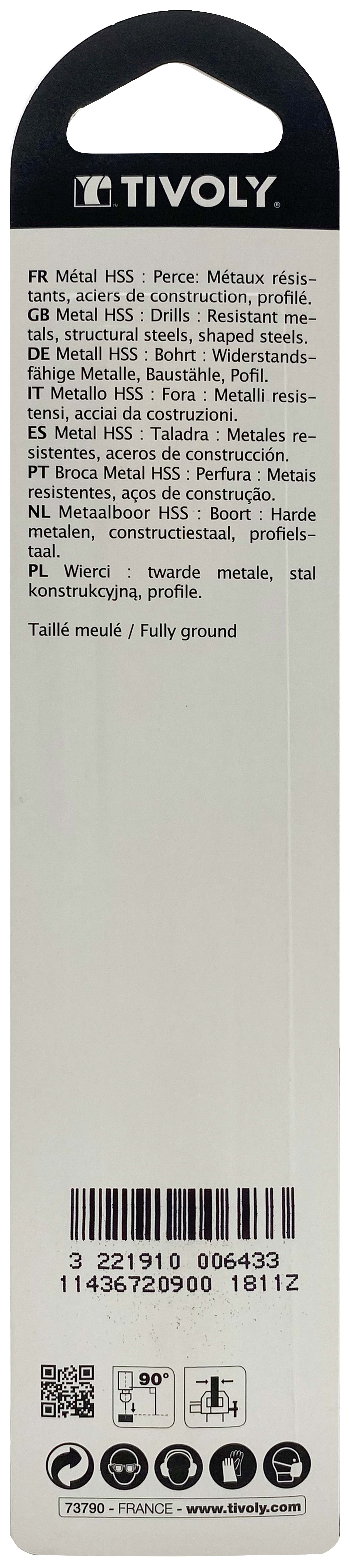 Foret métaux taillé meulé HSS -Revêtu STEAM -DIN338 -h8 -Pointe en croix Ø: 9 L: 125 TIVOLY - 11436720900
