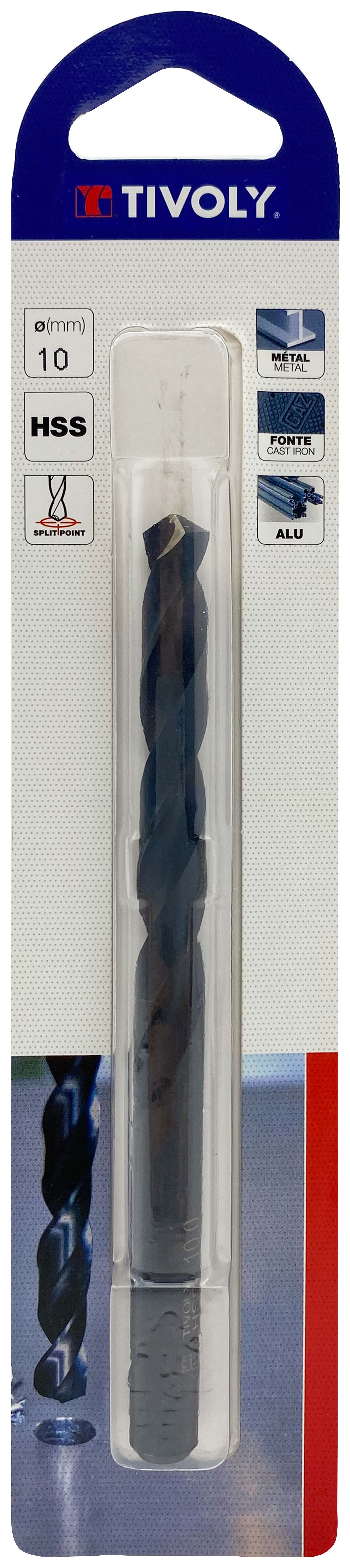 Foret métaux taillé meulé HSS -Revêtu STEAM -DIN338 -h8 -Pointe en croix Ø: 10 L: 133 TIVOLY - 11436721000
