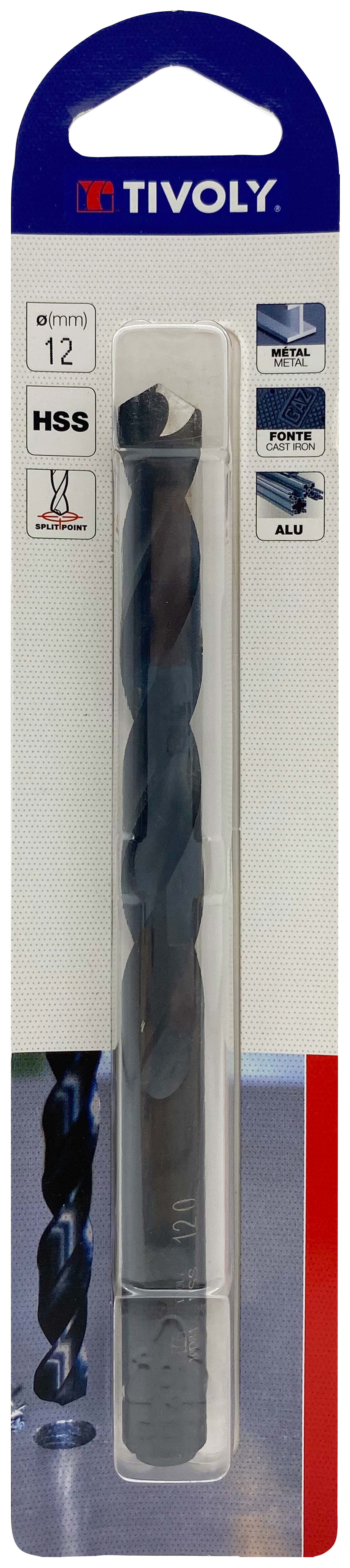 Foret métaux taillé meulé HSS -Revêtu STEAM -DIN338 -h8 -Pointe en croix Ø: 12 L: 151 TIVOLY - 11436721200