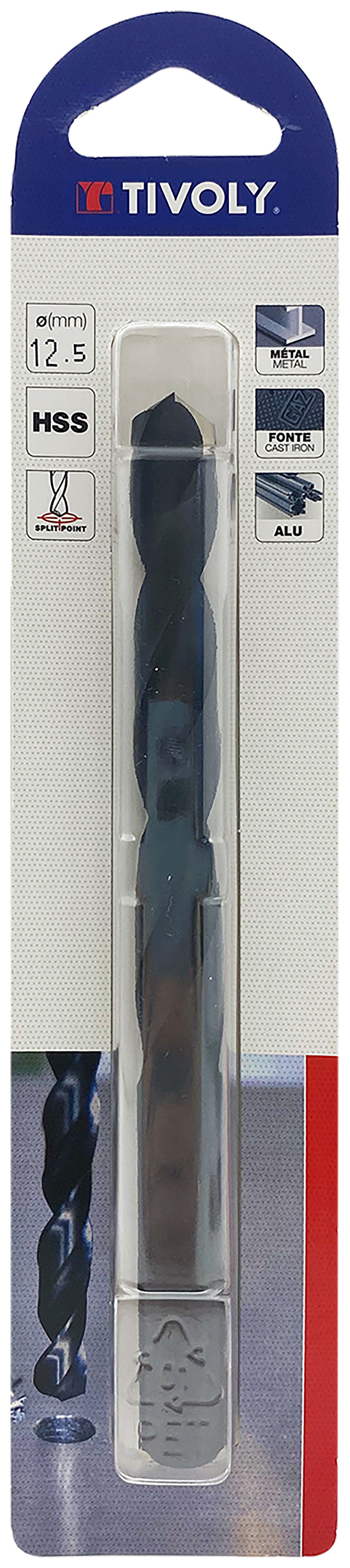 Foret métaux taillé meulé HSS -Revêtu STEAM -DIN338 -h8 -Pointe en croix Ø: 12.5 L: 151 TIVOLY - 11436721250