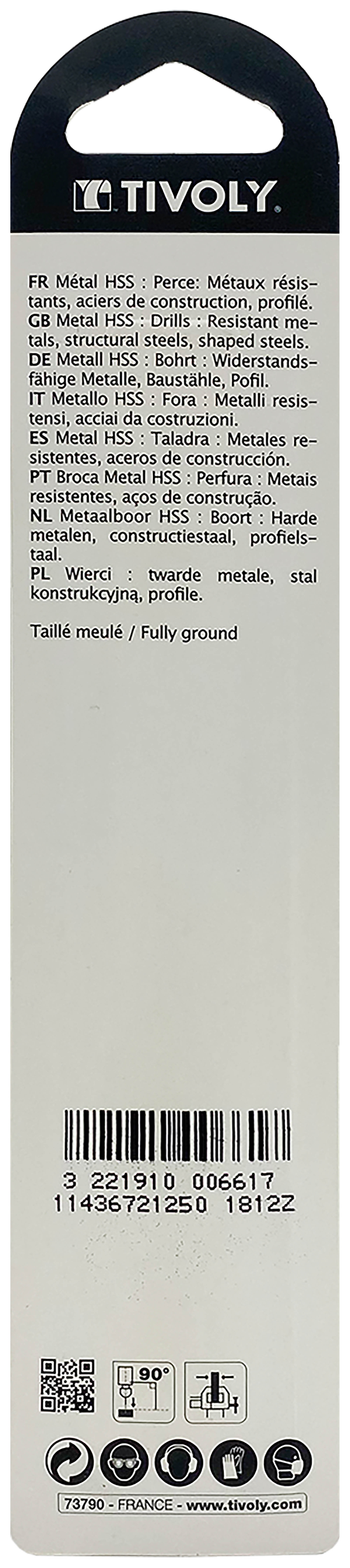 Foret métaux taillé meulé HSS -Revêtu STEAM -DIN338 -h8 -Pointe en croix Ø: 12.5 L: 151 TIVOLY - 11436721250