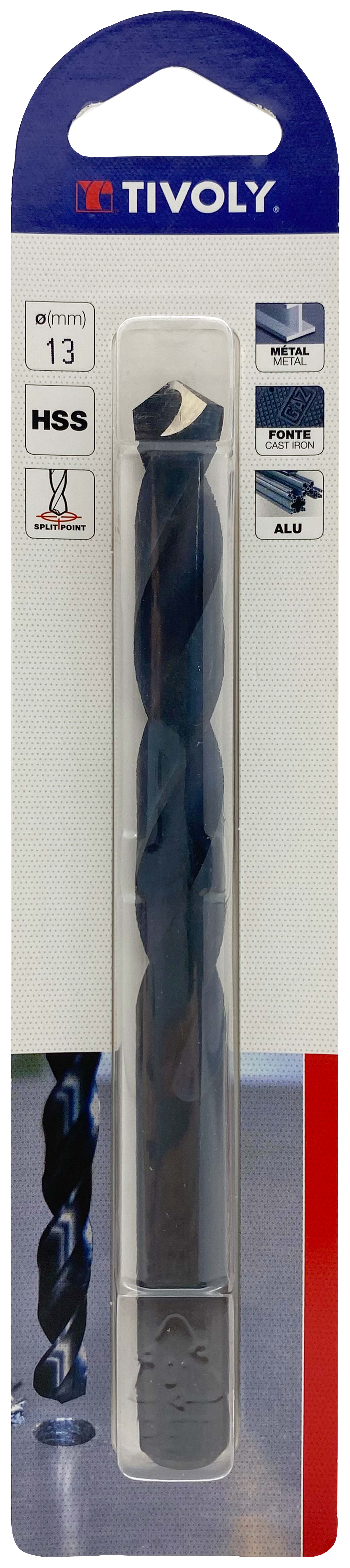 Foret métaux taillé meulé HSS -Revêtu STEAM -DIN338 -h8 -Pointe en croix Ø: 13 L: 151 TIVOLY - 11436721300