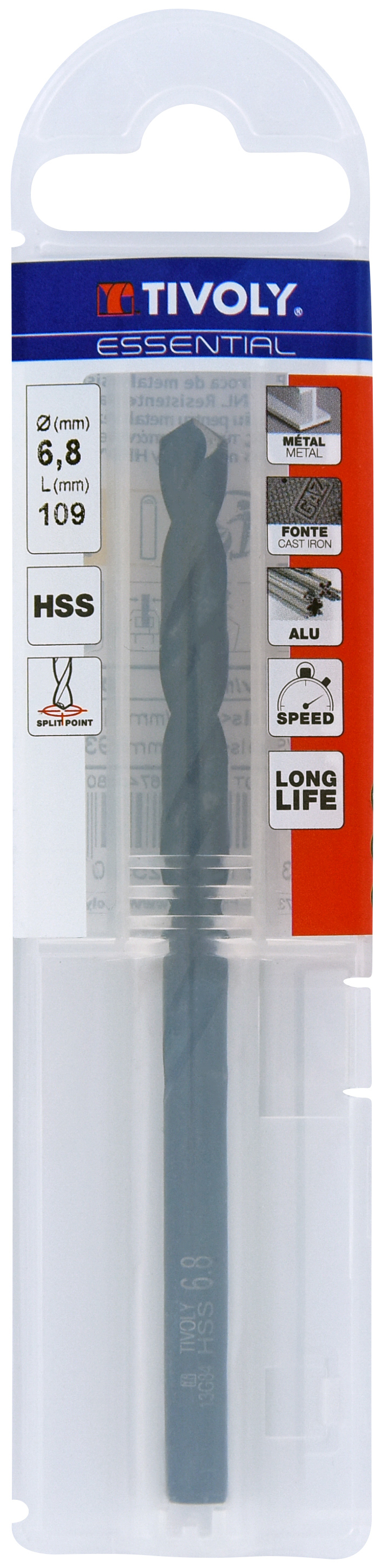 Foret métaux taillé meulé HSS -Revêtu STEAM -DIN338 -h8 -Pointe en croix Ø: 6.8 L: 109 TIVOLY - 11436740680