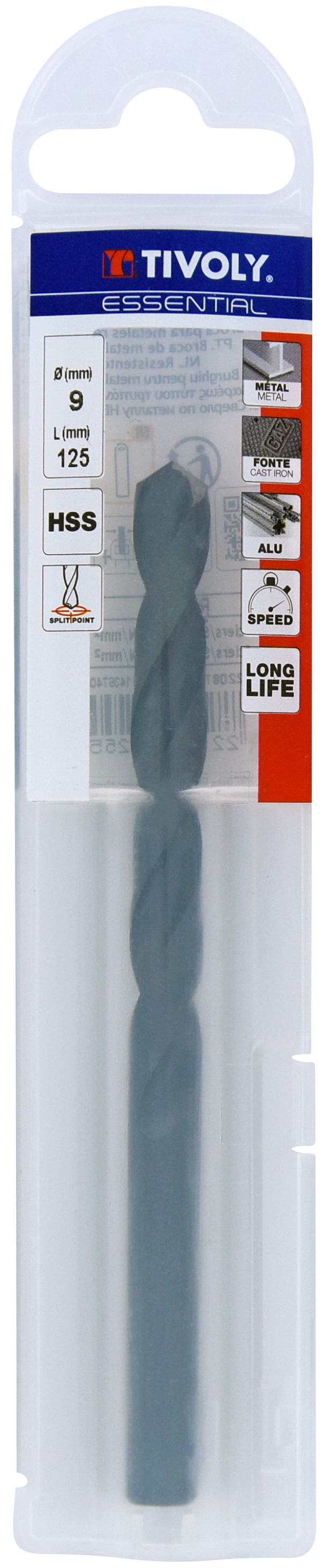 Foret métaux taillé meulé HSS -Revêtu STEAM -DIN338 -h8 -Pointe en croix Ø: 9 L: 125 TIVOLY - 11436740900