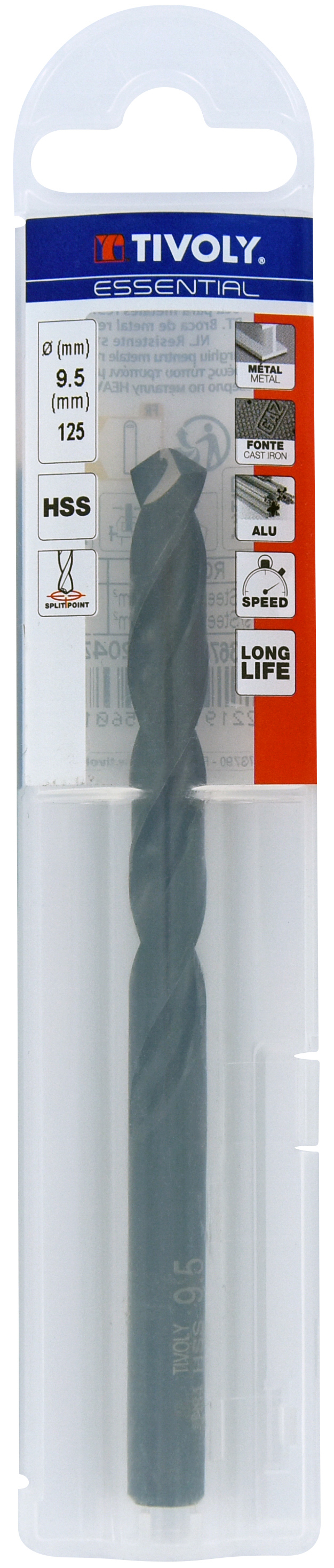 Foret métaux taillé meulé HSS -Revêtu STEAM -DIN338 -h8 -Pointe en croix Ø: 9.5 L: 125 TIVOLY - 11436740950