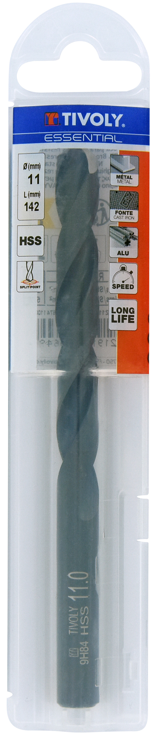 Foret métaux taillé meulé HSS -Revêtu STEAM -DIN338 -h8 -Pointe en croix Ø: 11 L: 142 TIVOLY - 11436741100