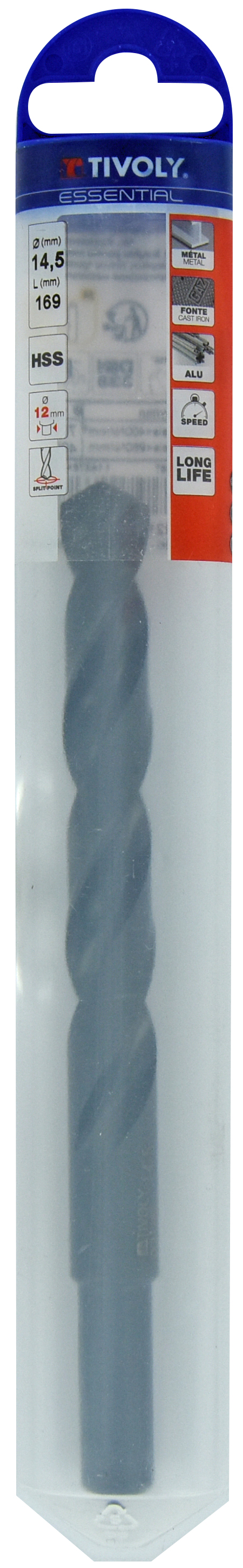 Foret métaux taillé meulé HSS -Revêtu STEAM -DIN338 -h8 -Queue réduite Ø: 14.5 L: 169 TIVOLY - 11436841450