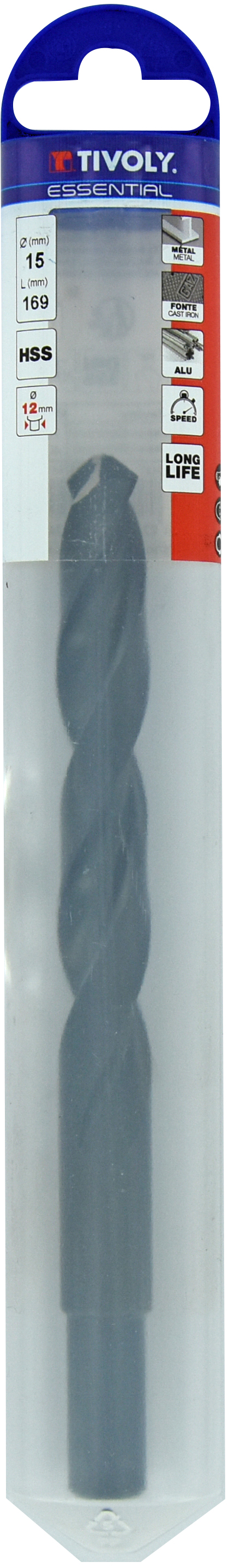 Foret métaux taillé meulé HSS -Revêtu STEAM -DIN338 -h8 -Queue réduite Ø: 15 L: 169 TIVOLY - 11436841500