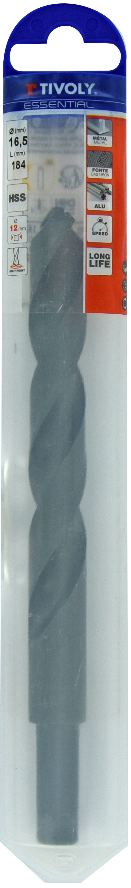 Foret métaux taillé meulé HSS -Revêtu STEAM -DIN338 -h8 -Queue réduite Ø: 16.5 L: 184 TIVOLY - 11436841650