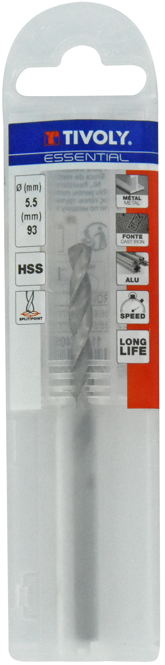 Foret métaux taillé meulé HSS -DIN338 -h8 -Pointe en croix Ø: 5.5 L: 93 TIVOLY - 11437740550