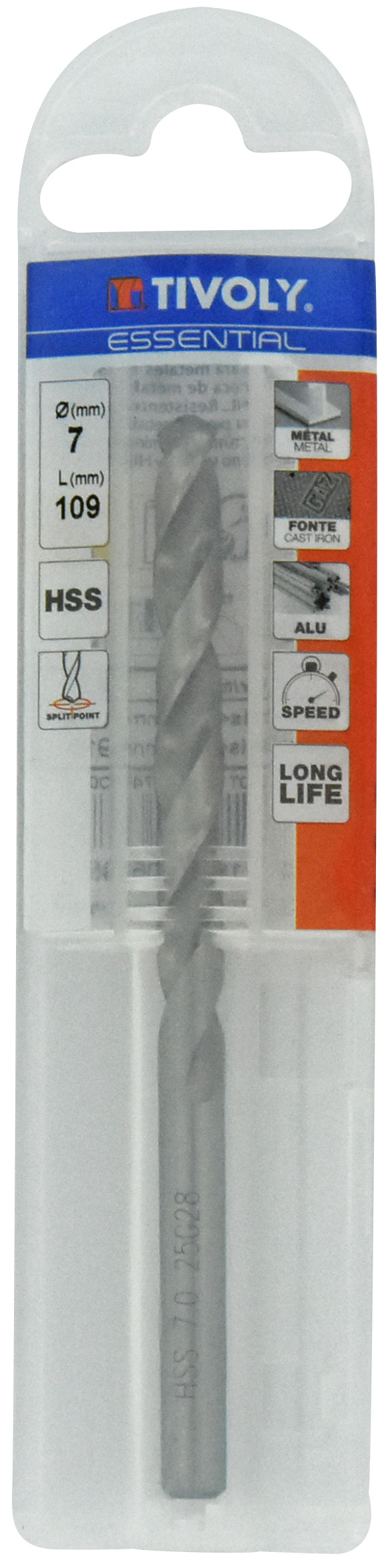 Foret métaux taillé meulé HSS -DIN338 -h8 -Pointe en croix Ø: 7 L: 109 TIVOLY - 11437740700