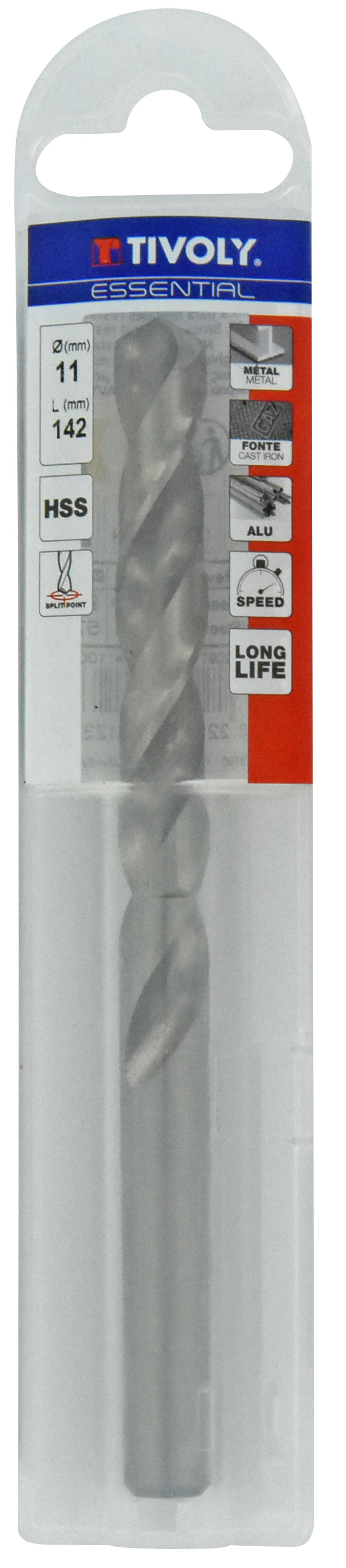 Foret métaux taillé meulé HSS -DIN338 -h8 -Pointe en croix Ø: 11 L: 142 TIVOLY - 11437741100