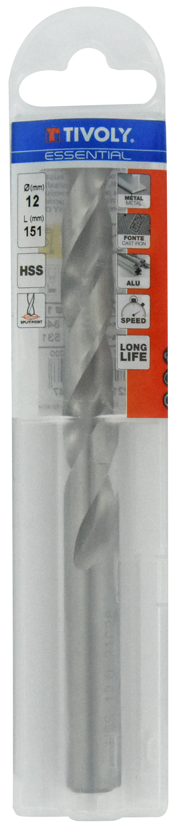 Foret métaux taillé meulé HSS -DIN338 -h8 -Pointe en croix Ø: 12 L: 151 TIVOLY - 11437741200