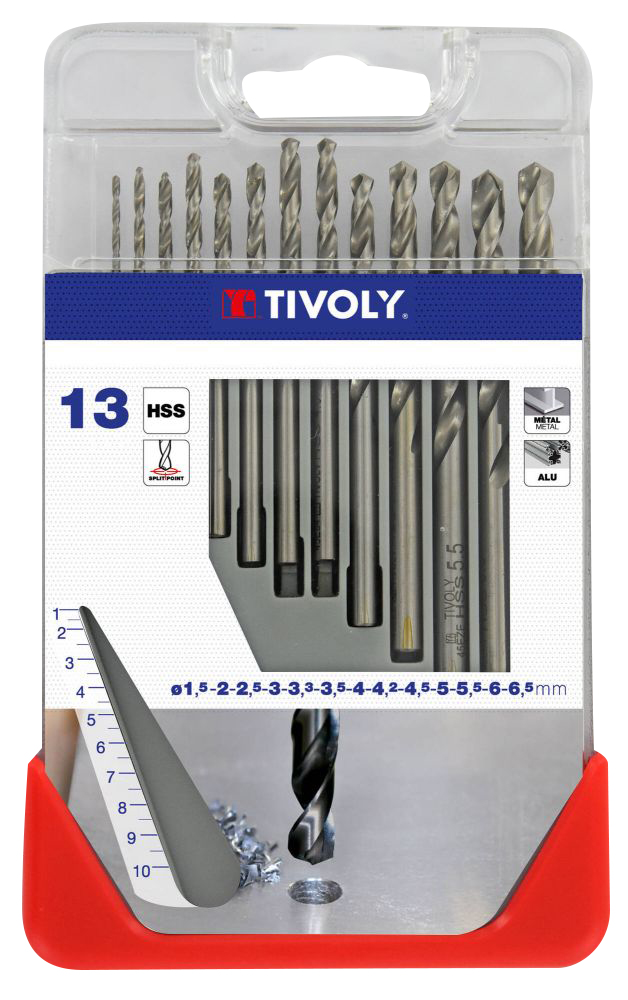 13 Forets métaux HSS taillés meulés - pointe en croix ø 1,5 à 6,5mm TIVOLY - 11437770003