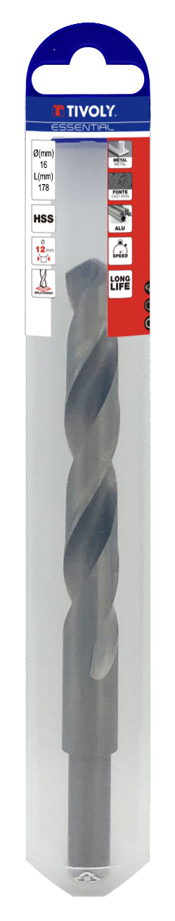 Foret métaux T taillé meulé HSS -DIN338 -h8 -Pointe en croix -Queue réduite Ø: 14.5 L: 169 TIVOLY - 11437841450
