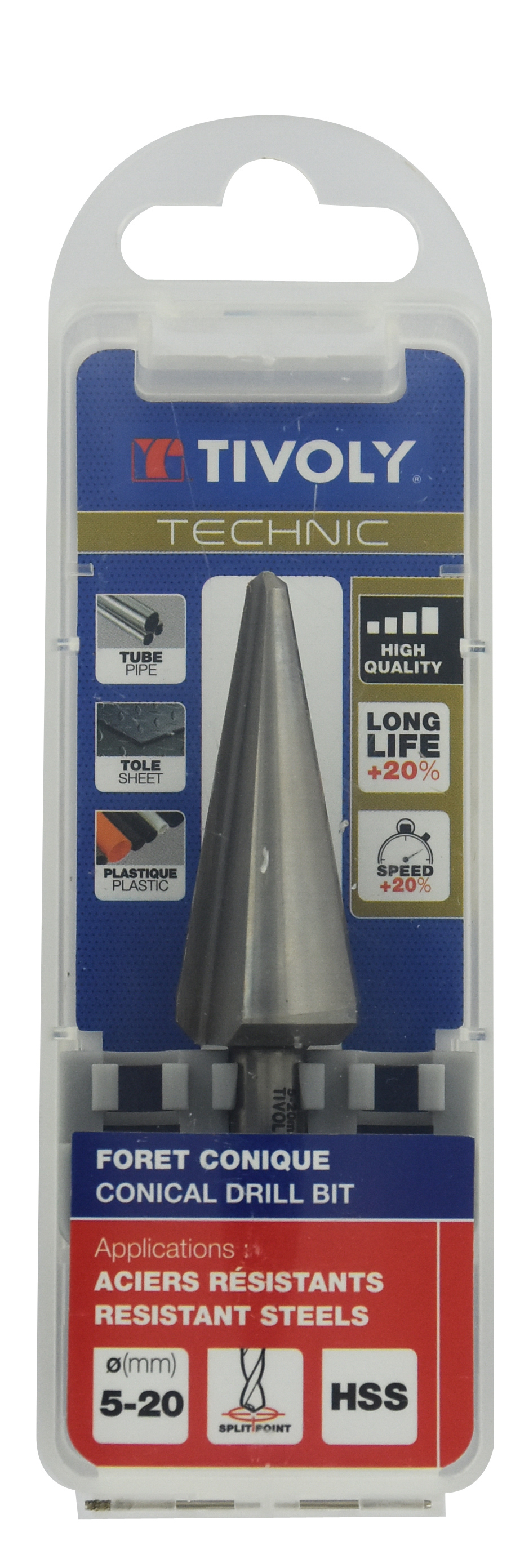 Foret conique lisse HSS -TivolyNorm -Pointe en croix / ØMin/Max : 5/20 TIVOLY - 11438620520