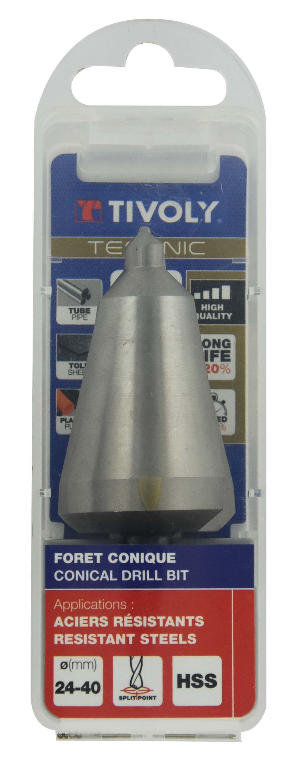 Foret conique lisse HSS -TivolyNorm -Pointe en croix / ØMin/Max : 24/40 TIVOLY - 11438622440
