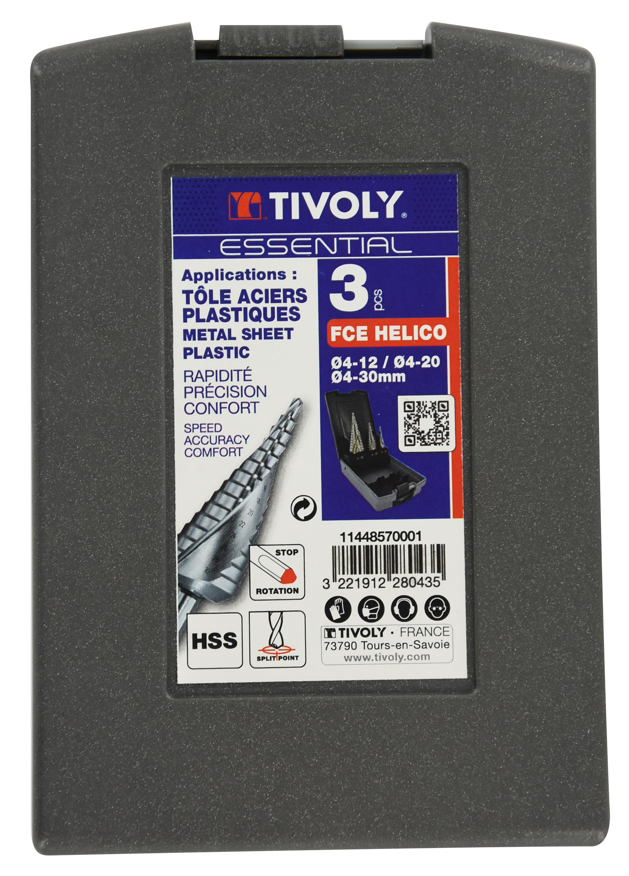 3 forets HSS coniques étagés goujures hélicoïdales Ø 4 à 30mm TIVOLY - 11448570001