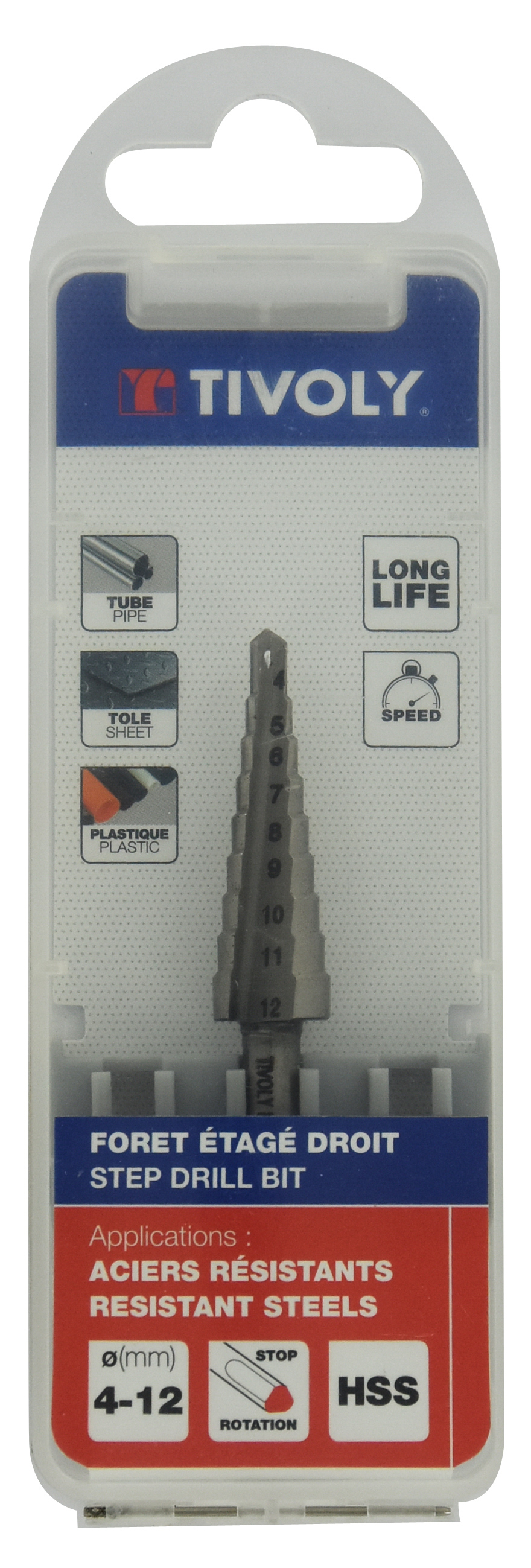 Foret conique étagé HSS -TivolyNorm -Goujures droites / ØMin/Max : 4/12 TIVOLY - 11448620412