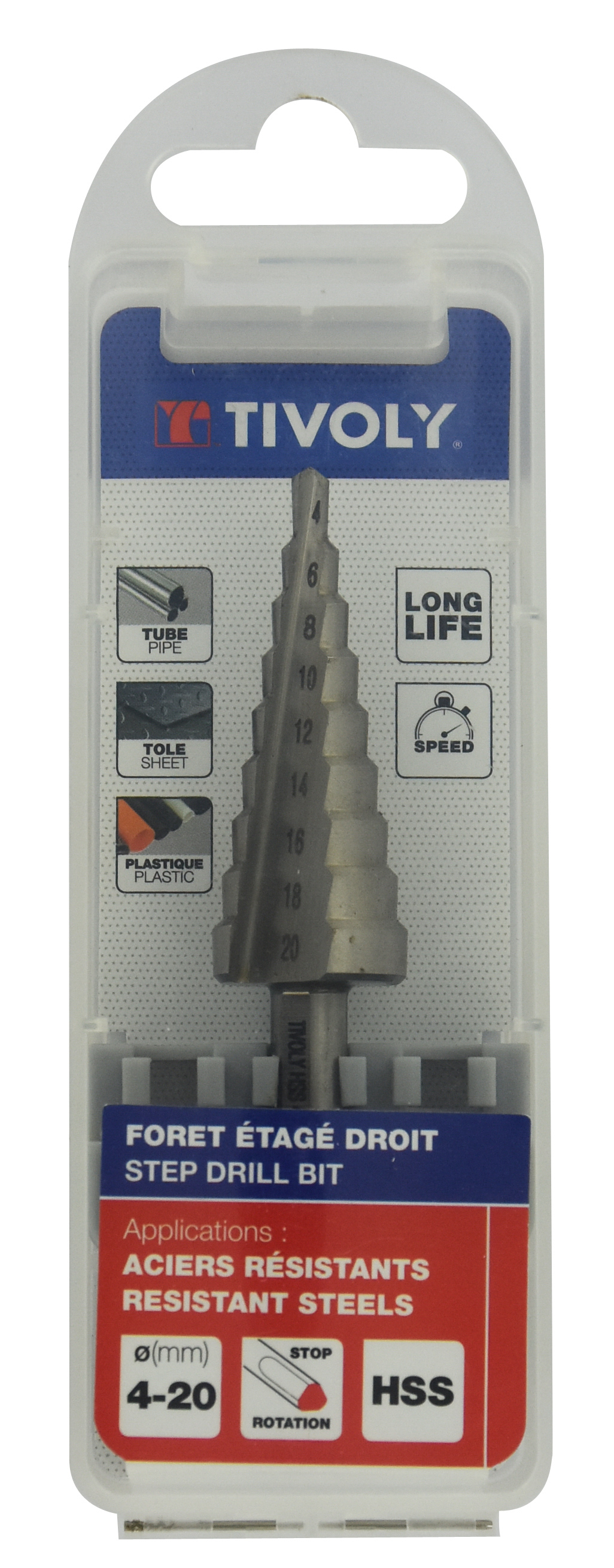 Foret conique étagé HSS -TivolyNorm -Goujures droites / ØMin/Max : 4/20 TIVOLY - 11448620420