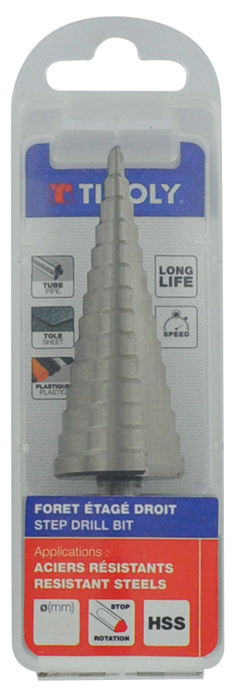 Foret conique étagé HSS -TivolyNorm -Goujures droites / ØMin/Max : 6/37 TIVOLY - 11448620637