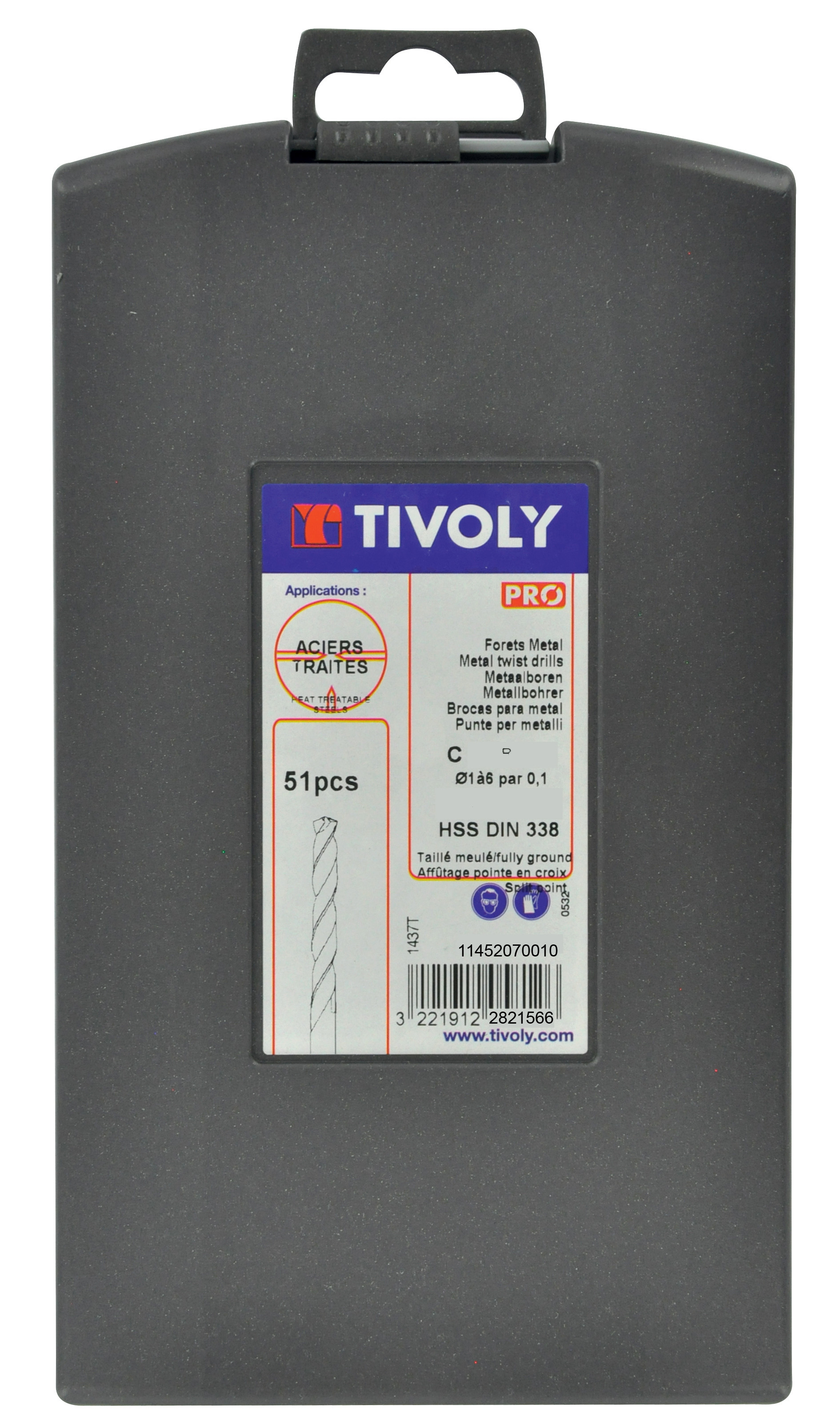 51 forets métaux HSS taillés meulés pointe en croix Ø 1 à 6mm par 0.1 ESSENTIAL TIVOLY - 11452070010