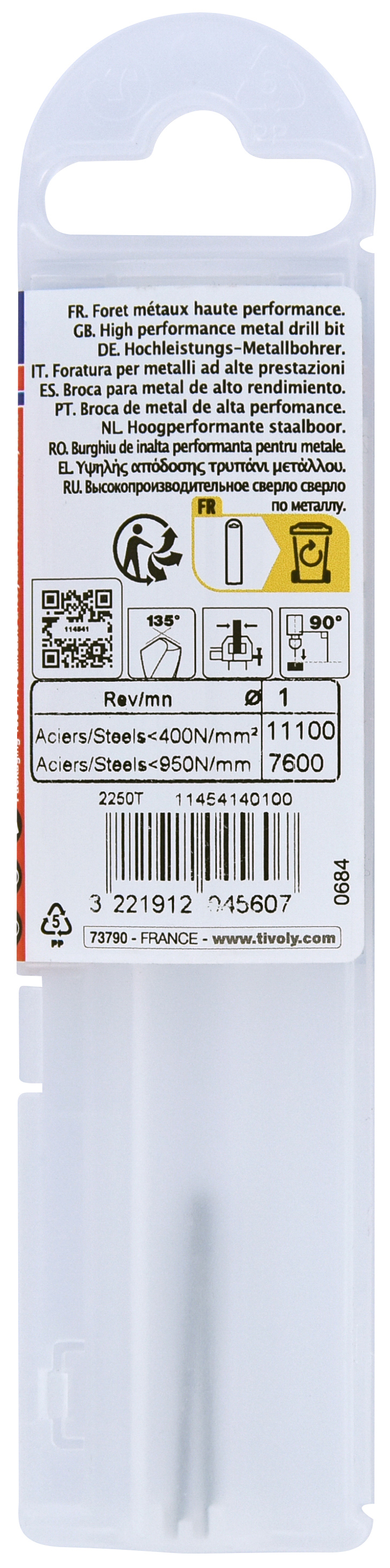Foret métaux HSS taillé meulé FURIUS -Pointe en croix PREMIUM / L: 34 Ø: 1 TIVOLY - 11454140100