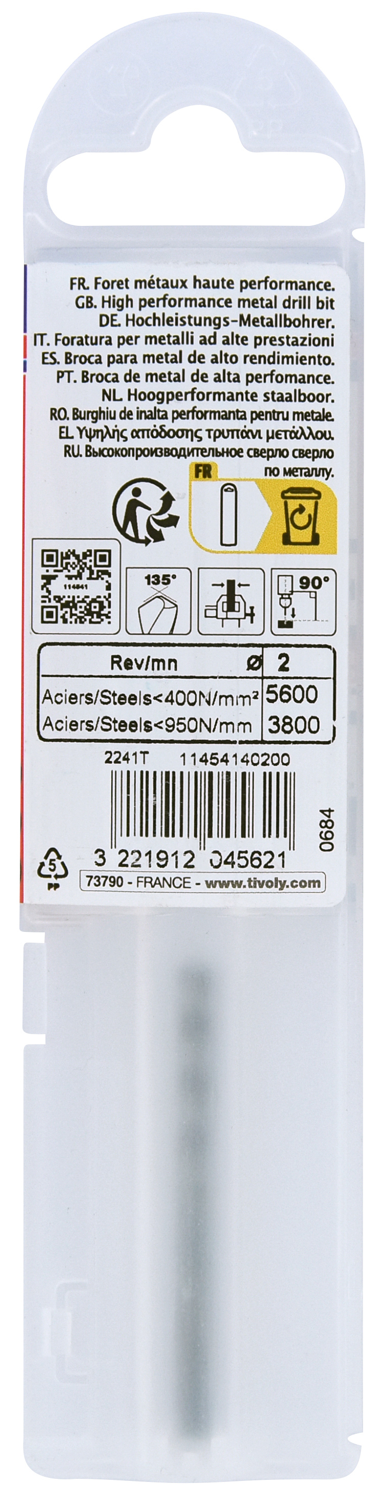 Foret métaux HSS taillé meulé FURIUS -Pointe en croix PREMIUM / L: 49 Ø: 2 TIVOLY - 11454140200