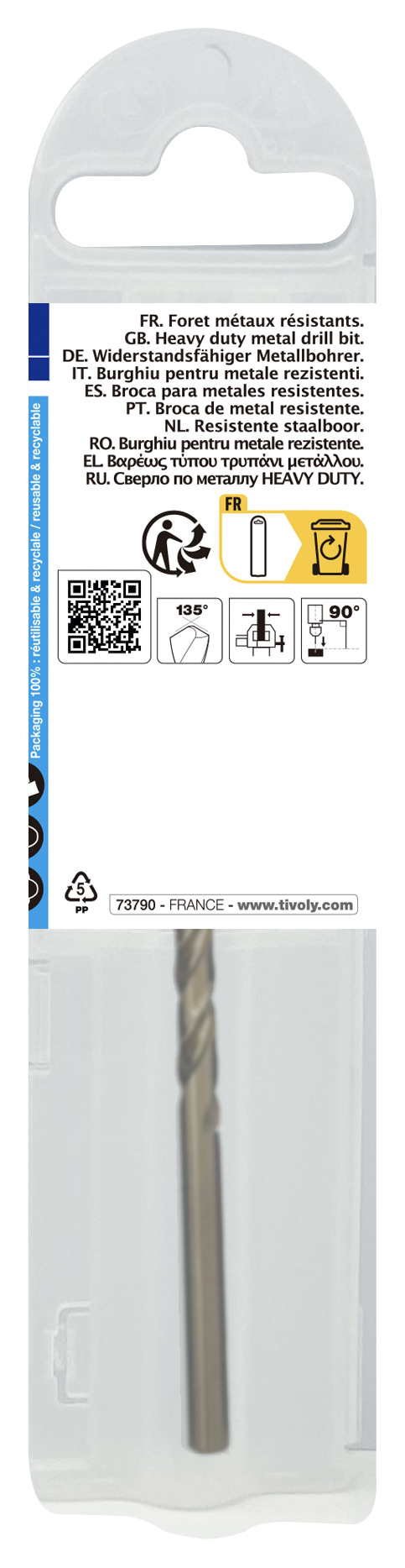 Foret métaux HSS-E5 -Revêtu GOLD -DIN338 -h8 -Pointe en croix Ø: 5.2 L: 86 TIVOLY - 11455040520