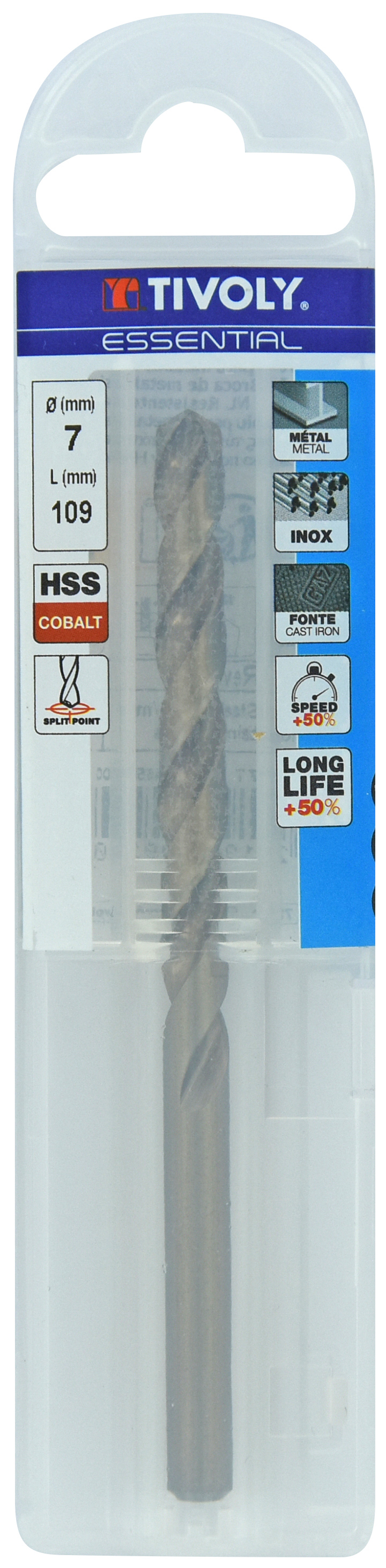 Foret métaux HSS-E5 -Revêtu GOLD -DIN338 -h8 -Pointe en croix Ø: 7 L: 109 TIVOLY - 11455040700