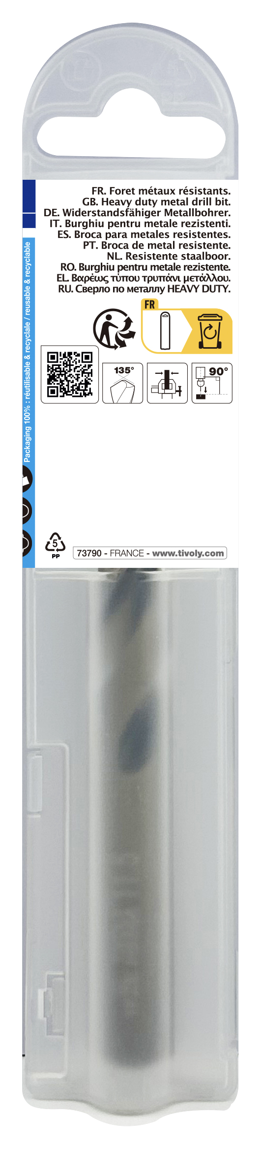 Foret métaux HSS-E5 -Revêtu GOLD -DIN338 -h8 -Pointe en croix Ø: 11.5 L: 142 TIVOLY - 11455041150