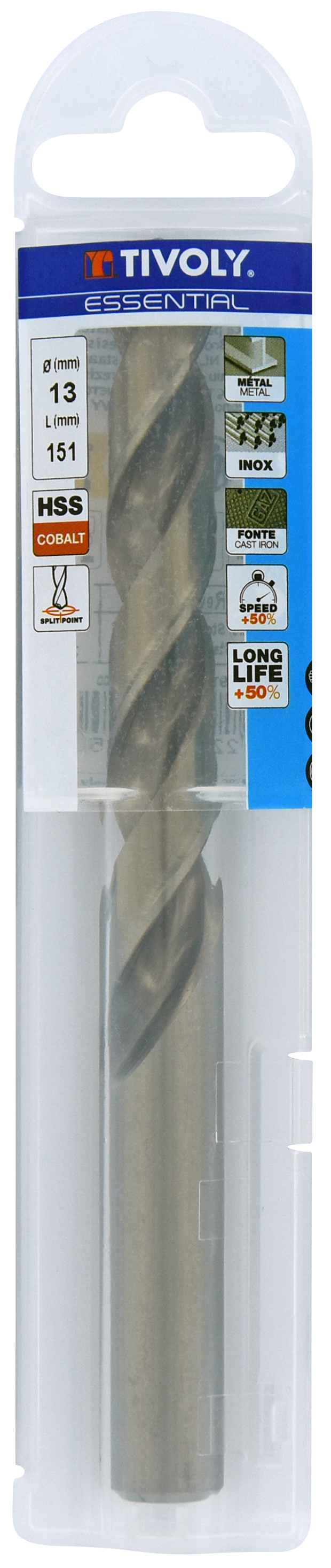 Foret métaux HSS-E5 -Revêtu GOLD -DIN338 -h8 -Pointe en croix Ø: 13 L: 151 TIVOLY - 11455041300