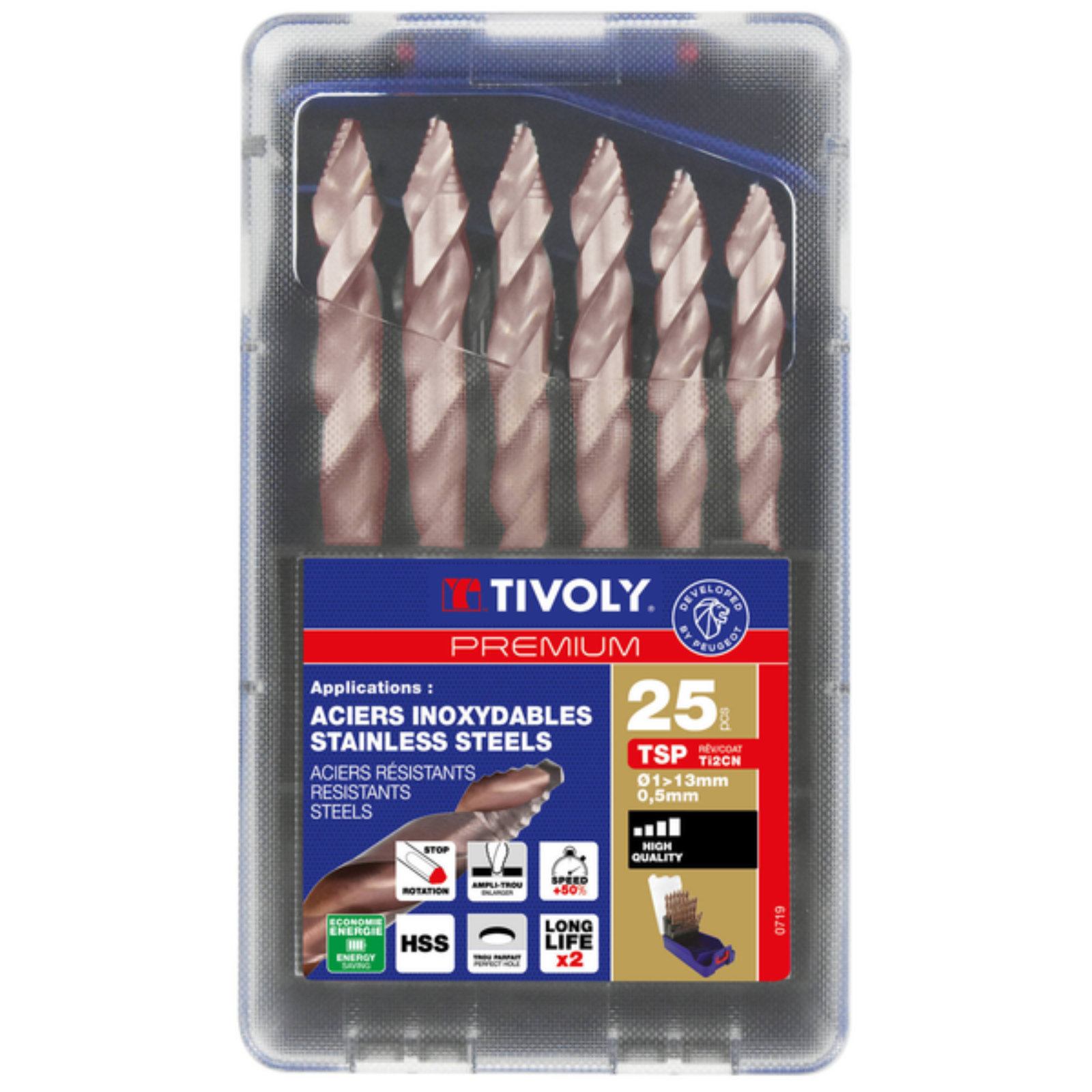 25 forets métaux HSS revêtus FUSIO affûtage TIVOLY Smart Point TIVOLY 11457170017