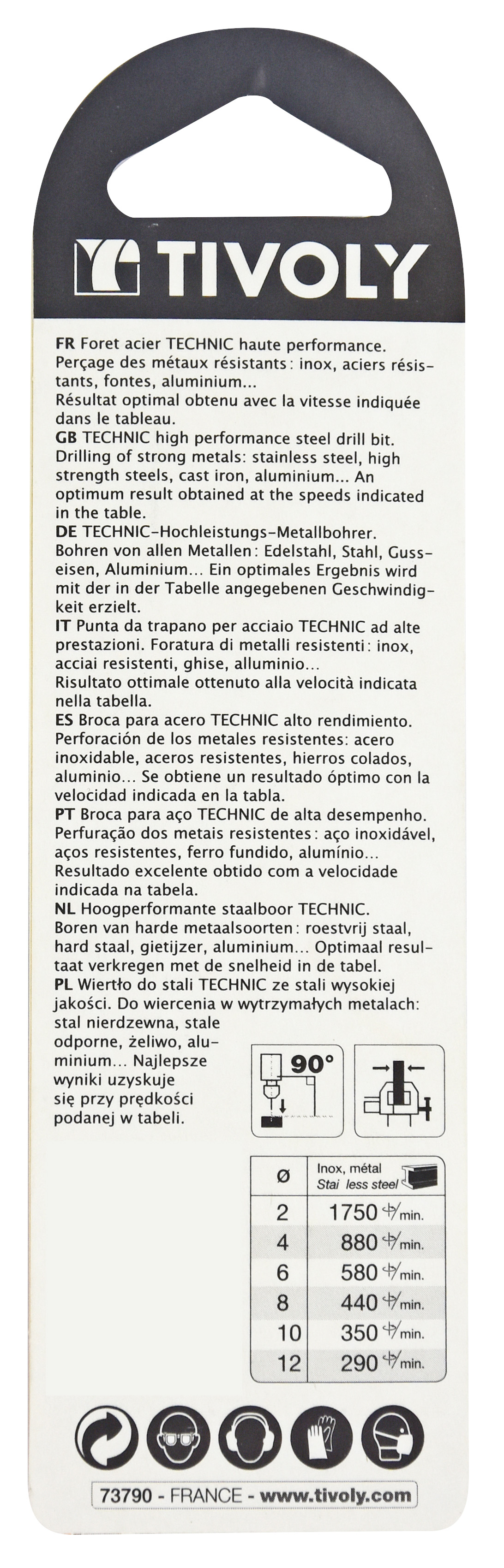 Foret métaux HSS-E5 cobalt -Revêtu GOLD -DIN338 -h8 -Pointe en croix -Gradué SLR Ø: 3.2 L: 65 TIVOLY - 11468520320