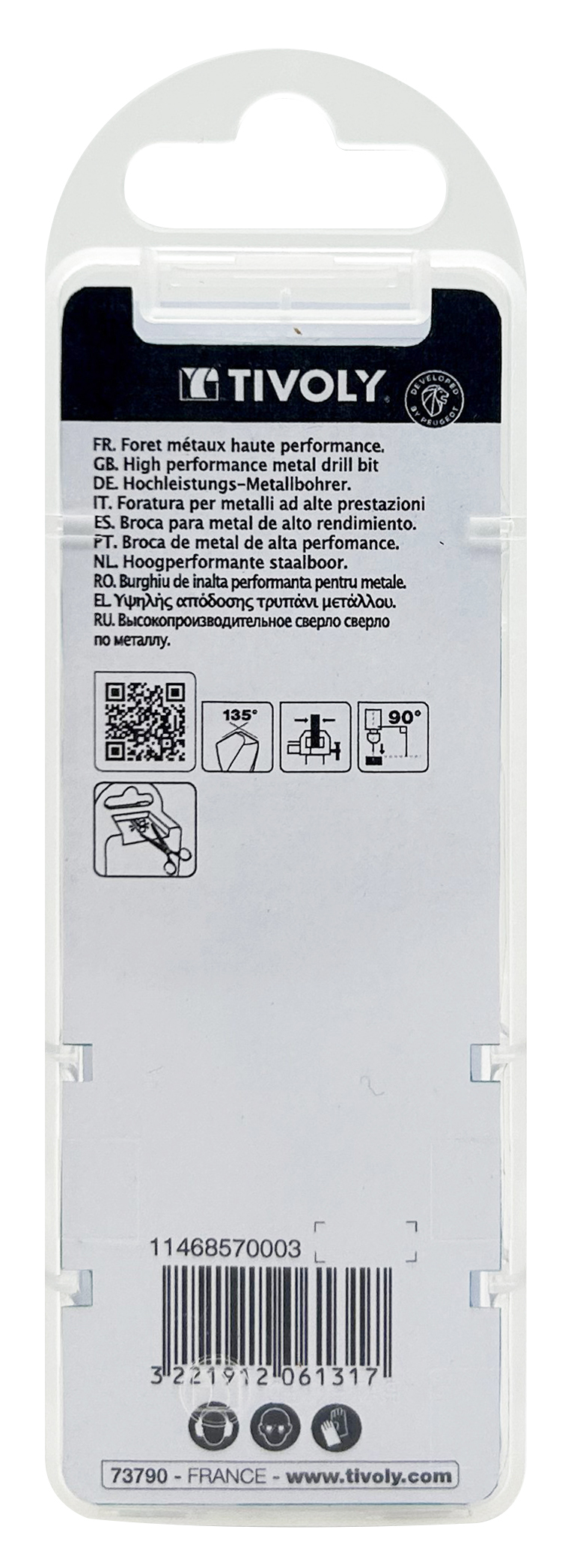 5 forets métaux HSS-E5 (Cobalt 5%) gradués SLR pointe en croix Ø 1 à 3mm TIVOLY - 11468570003