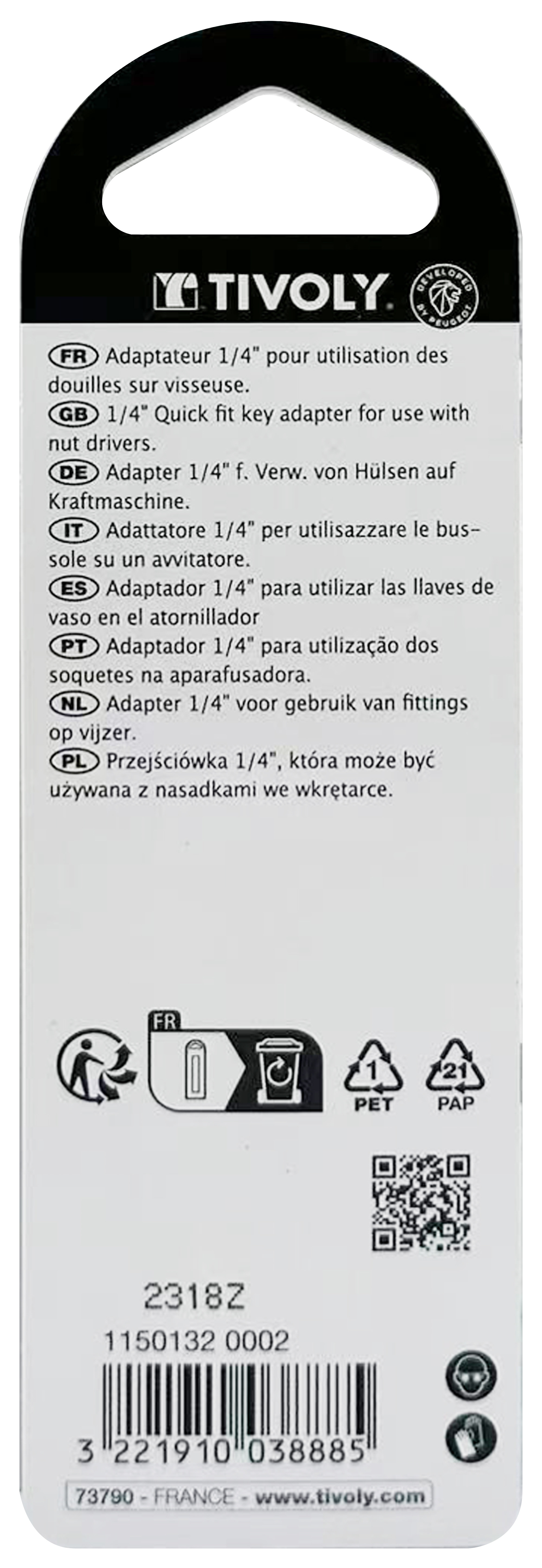 Porte-douille carré M 1/4