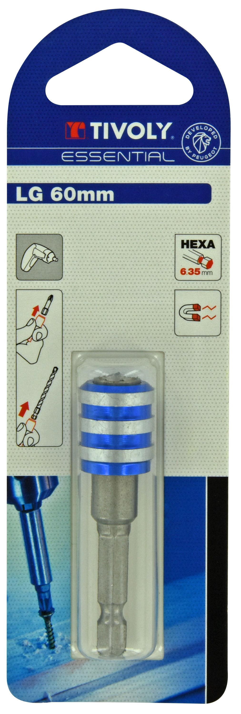 Porte-embout magnétique quick change L60mm TIVOLY - 11501320013