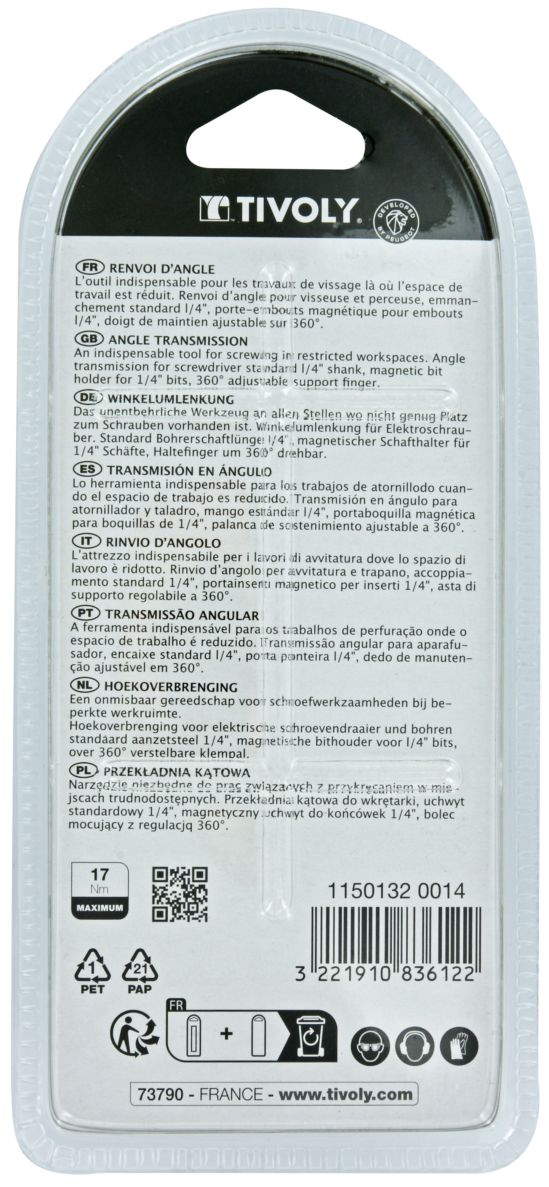 Renvoi d'angle 17Nm TIVOLY - 11501320014