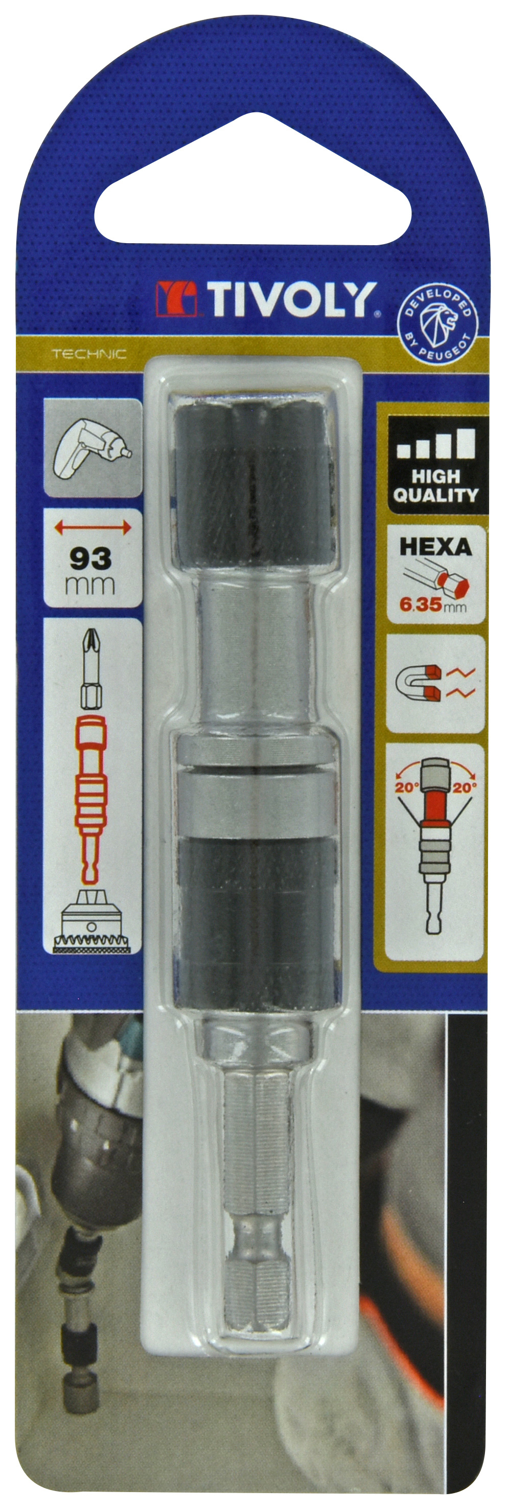 Porte-embout quick change magnétique orientable L93mm TIVOLY - 11501320018