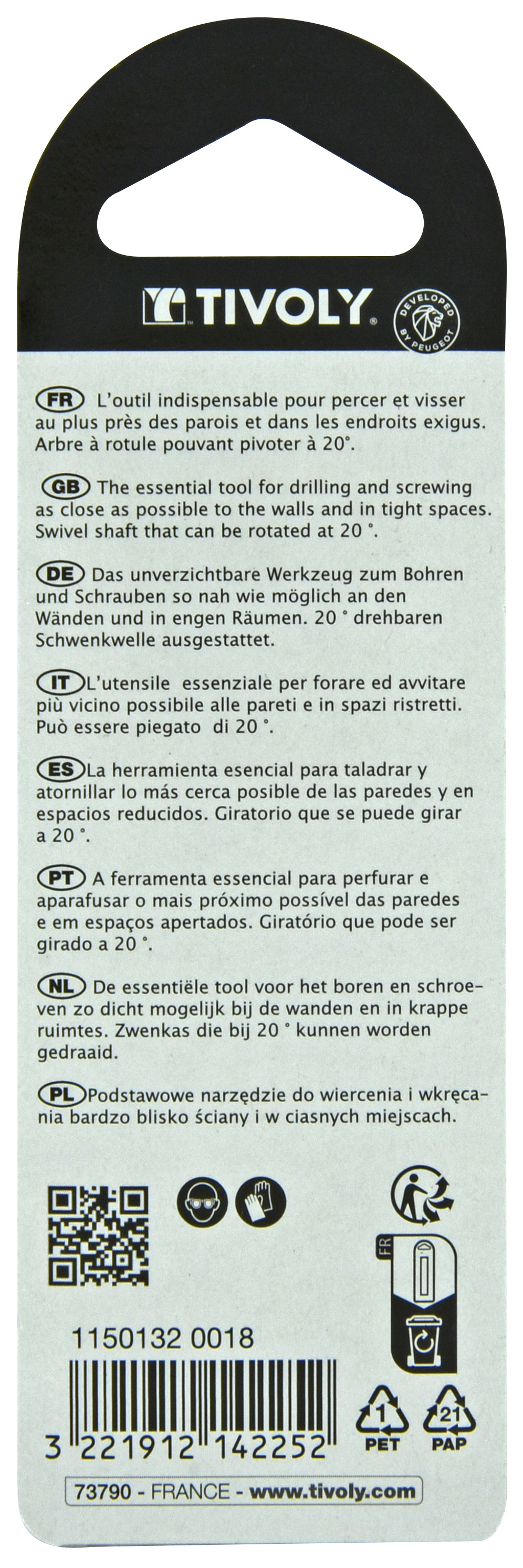 Porte-embout quick change magnétique orientable L93mm TIVOLY - 11501320018