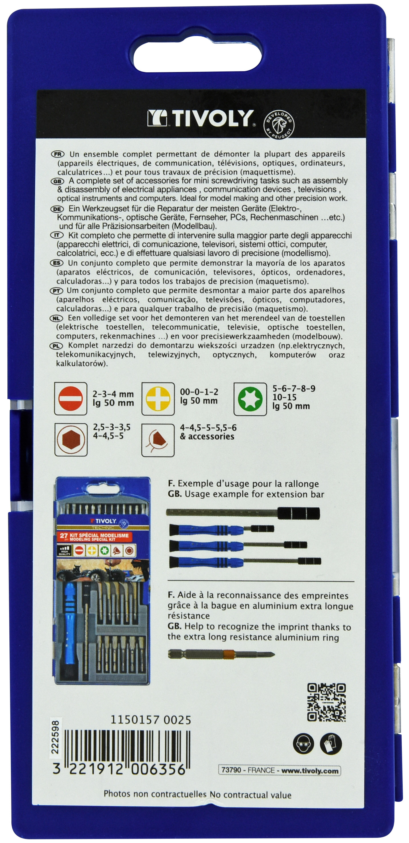 27 pièces -14 embouts maquettisme + 5 clés + 6 noix de serrage + 1 rallonge + 1 porte-embout -PRECISION TIVOLY - 11501570025